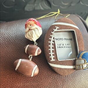Football Photo Frame with Santa Ornament